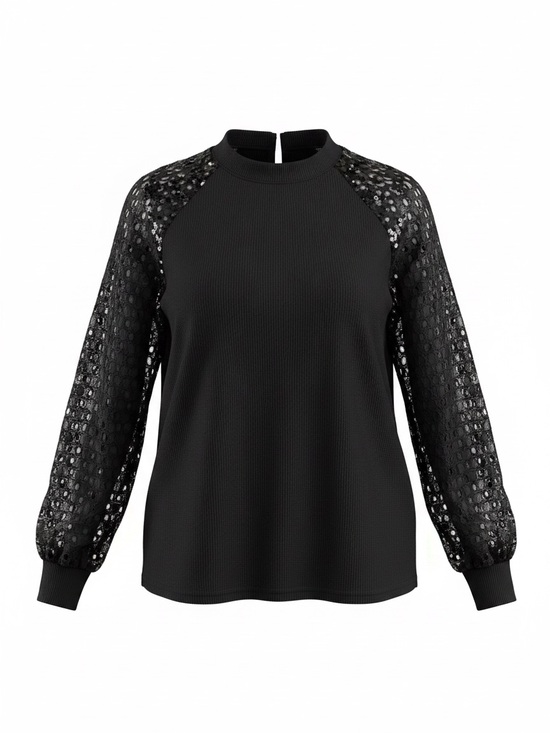 MIHOLL Tops - Elegant Black Lace Sleeve Blouse